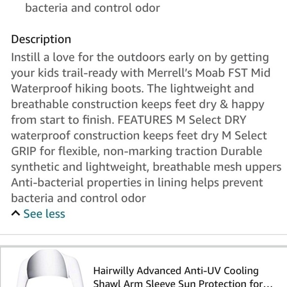 MERRELL Moab FST mid waterproof kids’ hiking shoes. Size 6. - Picture 10 of 11